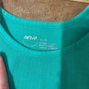 Aerie Turquoise Ribbed crop tank